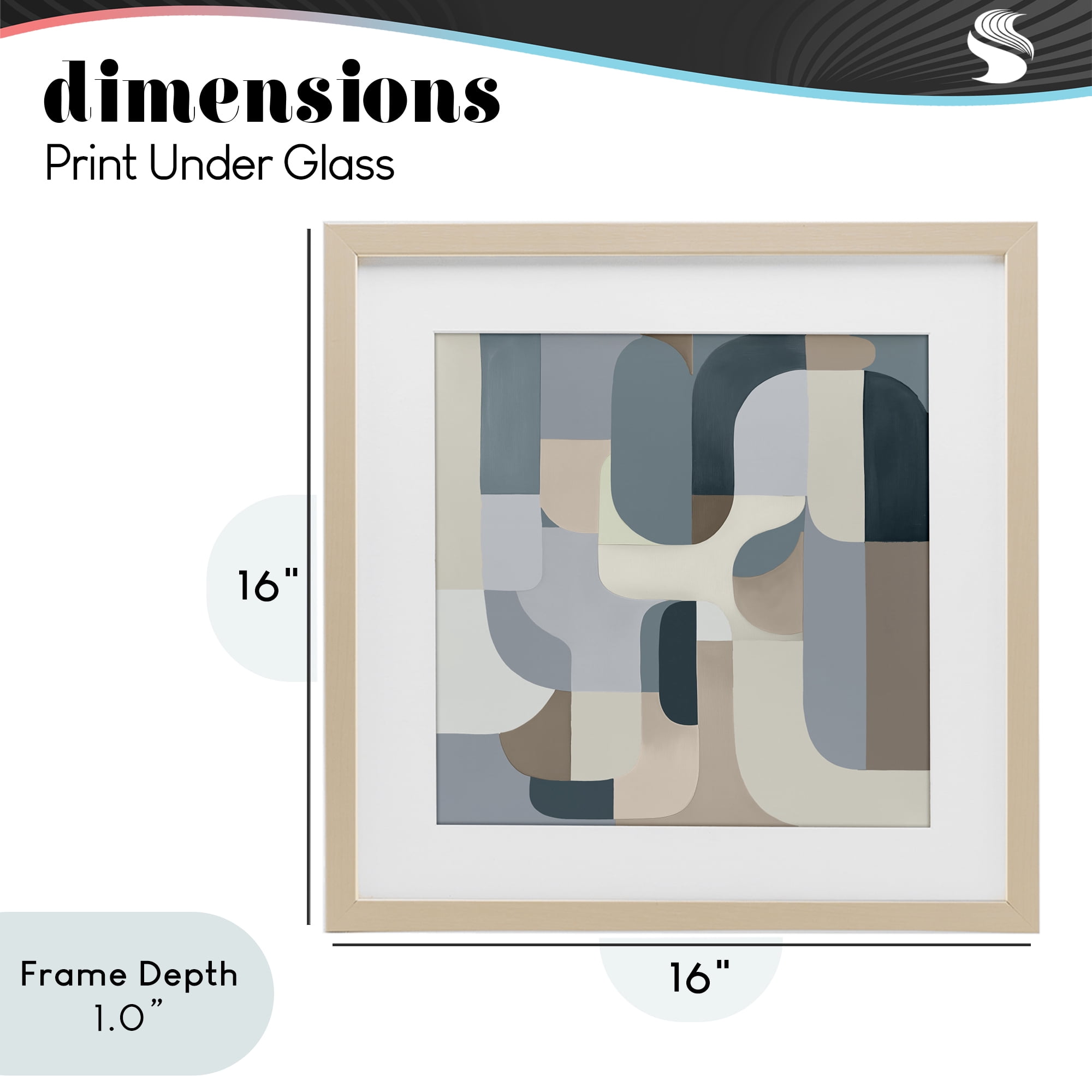 Stupell Industries Bauhaus Blue Curves Birch Framed Print Under Glass, design by Annabelle Hall