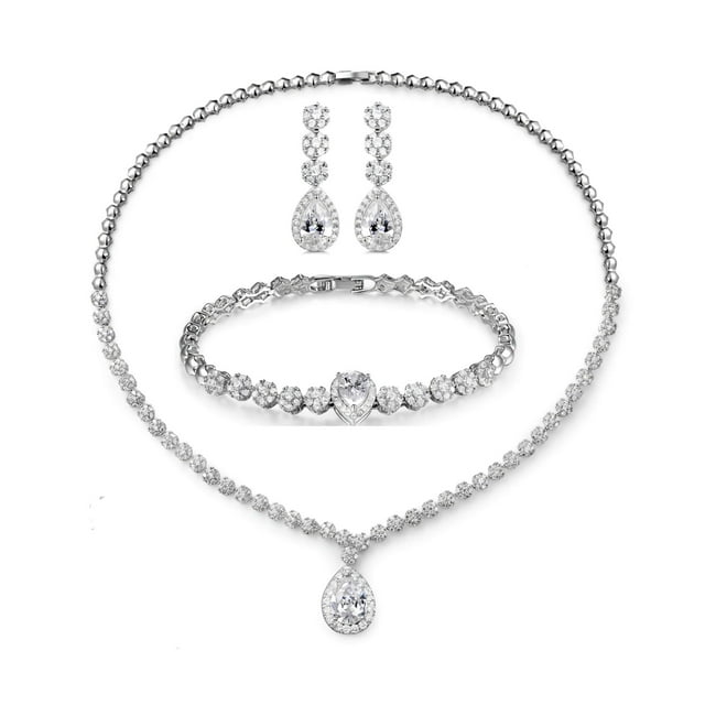 Set de joyas Hadskiss chapado en oro blanco para mujer