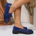 thumbnail image 5 of Roncen Women's Bow Detail Loafer Shoes - Comfortable Round Toe Slip-On with Chunky Heel, Wide Width Autumn/Winter Fashion Thick-Soled Low Heel Casual Flats for Work, 5 of 8