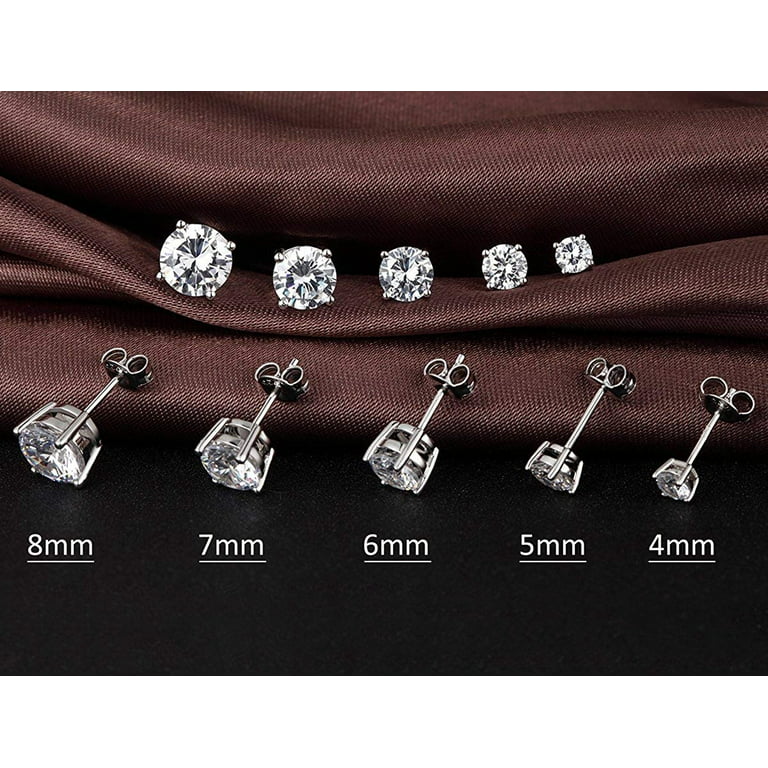 Dropship 5Pairs Stainless Stud Earrings Set Hypoallergenic Round Cubic  Zirconia CZ Earrings Studs For Women Men 3mm-8mm to Sell Online at a Lower  Price