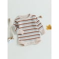 thumbnail image 3 of Bagilaanoe Newborn Baby Girls Knit Romper Sweater Long Sleeve Loose Stripe Bodysuit 3M 6M 12M 18M 24M Infant Casual Jumpers Tops Fall Loose Knitwear, 3 of 8