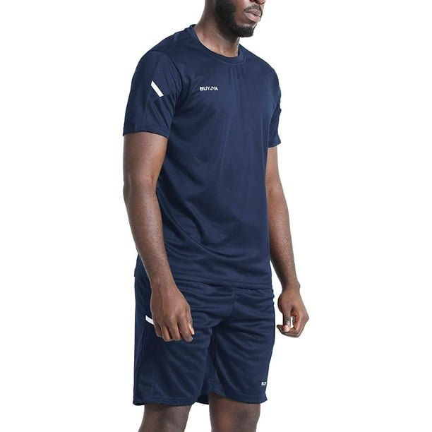 BUYJYA Men s Workout Clothes Athletic Shorts Shirt Set 3 Pack for