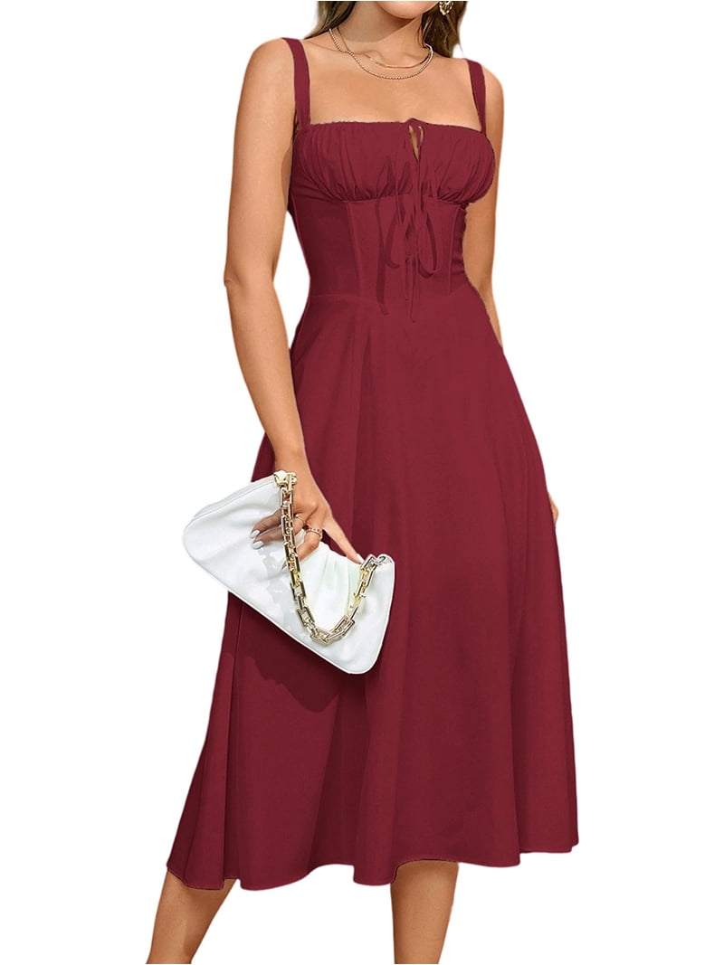 strapless open back dress Petal and Pup Women's Pontee One Shoulder Pleated Midi Dress