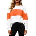 thumbnail image 2 of Josdec Women's Two Tone Color Block Crew Neck Sweatshirt, Drop Shoulder Long Sleeve Loose Pullover, All Season Daily Casual Loungewear Tops, 2 of 9