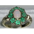 thumbnail image 2 of LBG British Made 14k Yellow Gold ring with Natural Opal & Emerald Womens Statement Ring - 33 size options - Size 11.25, 2 of 5