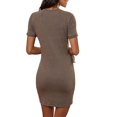 thumbnail image 4 of KOMOO Women Bodycon Dress Short Sleeve Solid Color Pleated Dress Casual Bandage Slim Mini Dress, 4 of 4