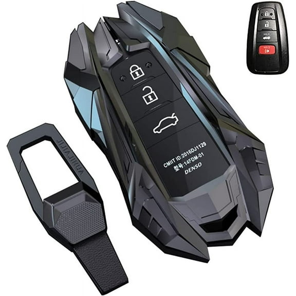 For Toyota Key Fob Cover,Metal Key Fob Case for Toyota Camry RAV4 Avalon C-HR Prius Corolla Highlander Sienna with keychain