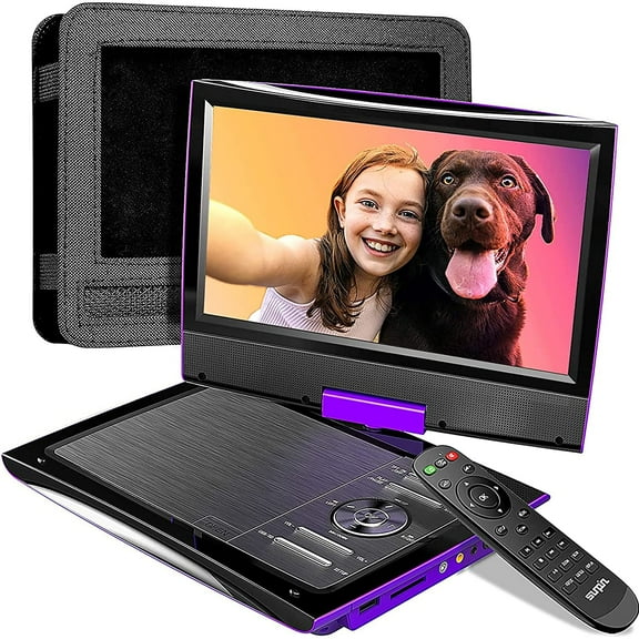 SUNPIN 9.5" Brightness Enhanced Portable DVD Player with Accessories Included, Purple