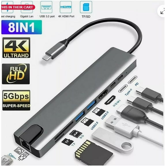 Usb C Type C Hub Ethernet Multiport Adapter For Macbook Pro/Air Ipad Pro Laptop
