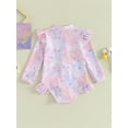 thumbnail image 4 of Bslissey Little Girls One-Piece Swimsuit Floral Print Long Sleeve Ruffle Romper Swimwear Toddler Crew Neck Zipper Bathing Suit 9M-5T Kids Summer Casual Beach Wear, 4 of 9