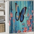 thumbnail image 6 of Fenyluxe Blue Butterfly Shower Curtain,Blue Flower Bathroom Shower Curtain Waterproof Polyester Floral Shower Curtains for Bathroom Decor 69x72, 6 of 7