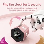 Smart Flip Timer, Sensor Rotating Timer Cube, Rechargeable Clock with 60H Duration for Cooking Study Sports(Pink)