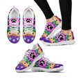 thumbnail image 1 of Zapatillas de plataforma negras con estampado de pata de perro, cómodas y suaves, para caminar al aire libre, informales, 1 of 6