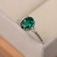 thumbnail image 2 of Green emerald engagement ring, oval cut May birthstone , sterling silver wedding, 2 of 5