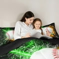 thumbnail image 6 of Feelyou Baseball Sports Boys Bedding Comforter Set, Green Yellow Lightning Twin Comforter Sets, Neon Gradient Honeycomb Reversible Bedding Set, Lightweight Room Decor, 2 Pieces, 6 of 9
