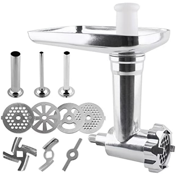 MG-50 Meat Grinder Attachment ,Compatible with Cuisinart Stand Mixer SM-50 and SMD-50 Series(Stainless Steel Sausage stuffer Tubes), Silver, 8.8*3.9*8.2 (1101)