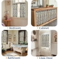 thumbnail image 4 of Floral Linen Tier Curtains 24 Inch Farmhouse Cafe Curtains Rod Pocket Country Flower Drapes for Small Windows for Kitchen Laundry Room Bathroom RV 2 Panels Light Filtering Blue on Beige, 4 of 8