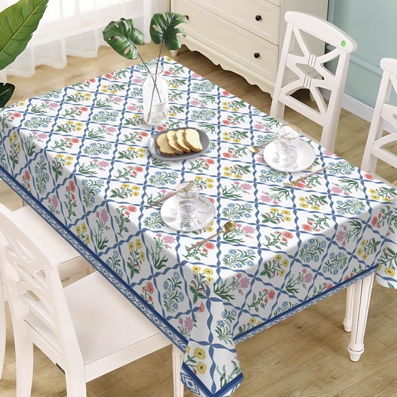 Colorful Floral Rectangle Tablecloth 60 x 84 Inches, Pastoral Flower Wildflower Decorative Dining Table Cloth, Spring Summer Botanical Dinner Tablecover Picnic Party Decoration