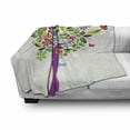 thumbnail image 2 of Tree of Life Soft Flannel Fleece Blanket, Ornate Vibrant Floral Tree Flying Butterflies Fresh Colors Nature Image Home, Cozy Plush for Indoor and Outdoor Use, 50" x 60", Multicolor, by Ambesonne, 2 of 5