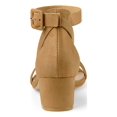 thumbnail image 2 of BLISSFUL STEP Women's Ankle Buckle Strap Chunky Heel Sandal Shoes Khaki 9.5, 2 of 7