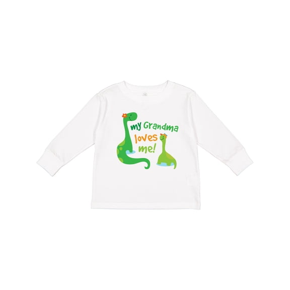 Inktastic Grandma Loves Me Grandchild Dinosaur Boys Long Sleeve Toddler T-Shirt