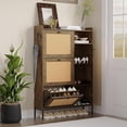 thumbnail image 1 of Bingirl GAOMON Rattan Shoe Cabinet for Entryway - Hidden Wood Shoe Rack with 3 Flip Drawers - Narrow Freestanding Shoe Organizer Cabinet for Hallway - Easy to Assemble, 1 of 7