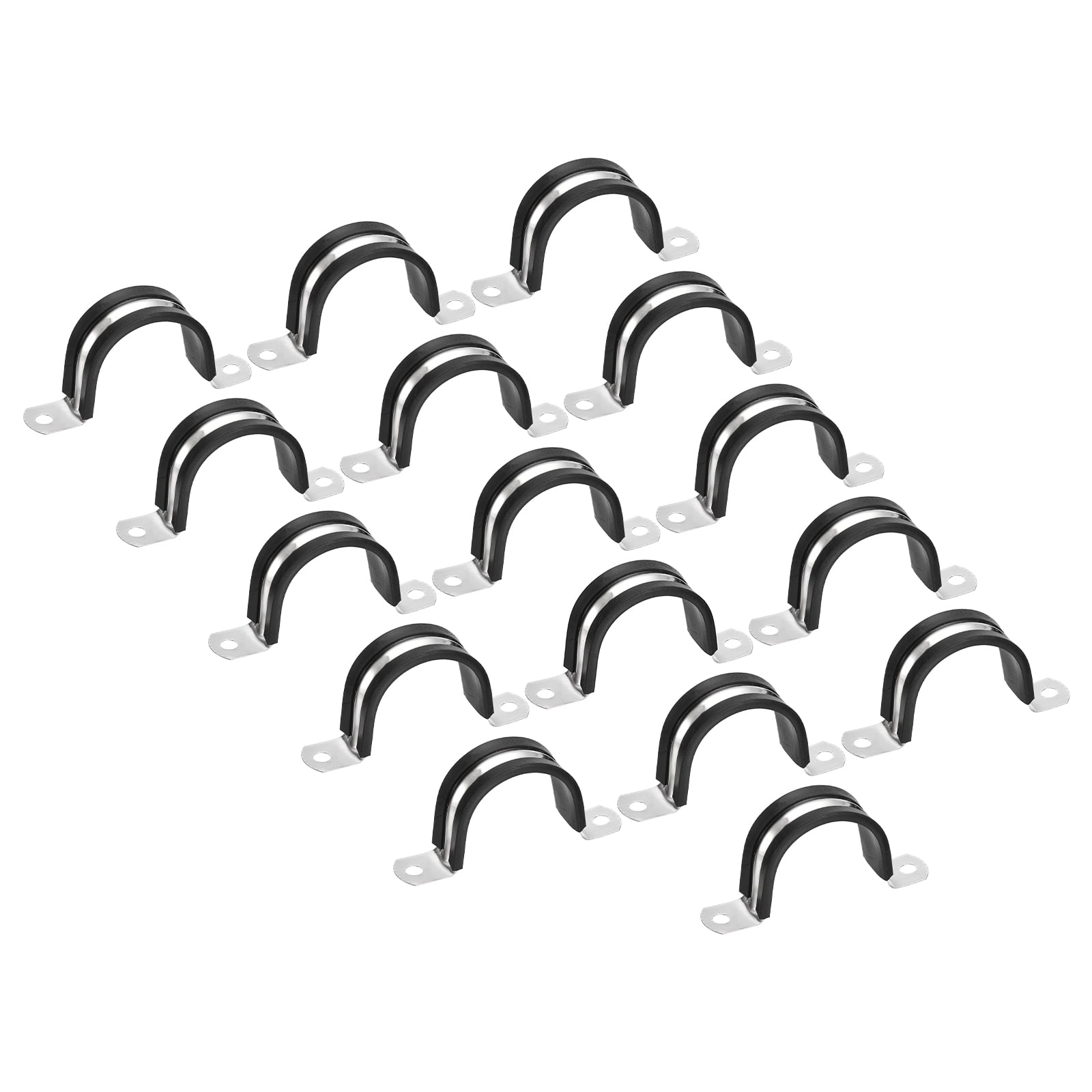 Uxcell 16Pack 11/2" Cable Clamp U Shape Stainless Steel Rubber