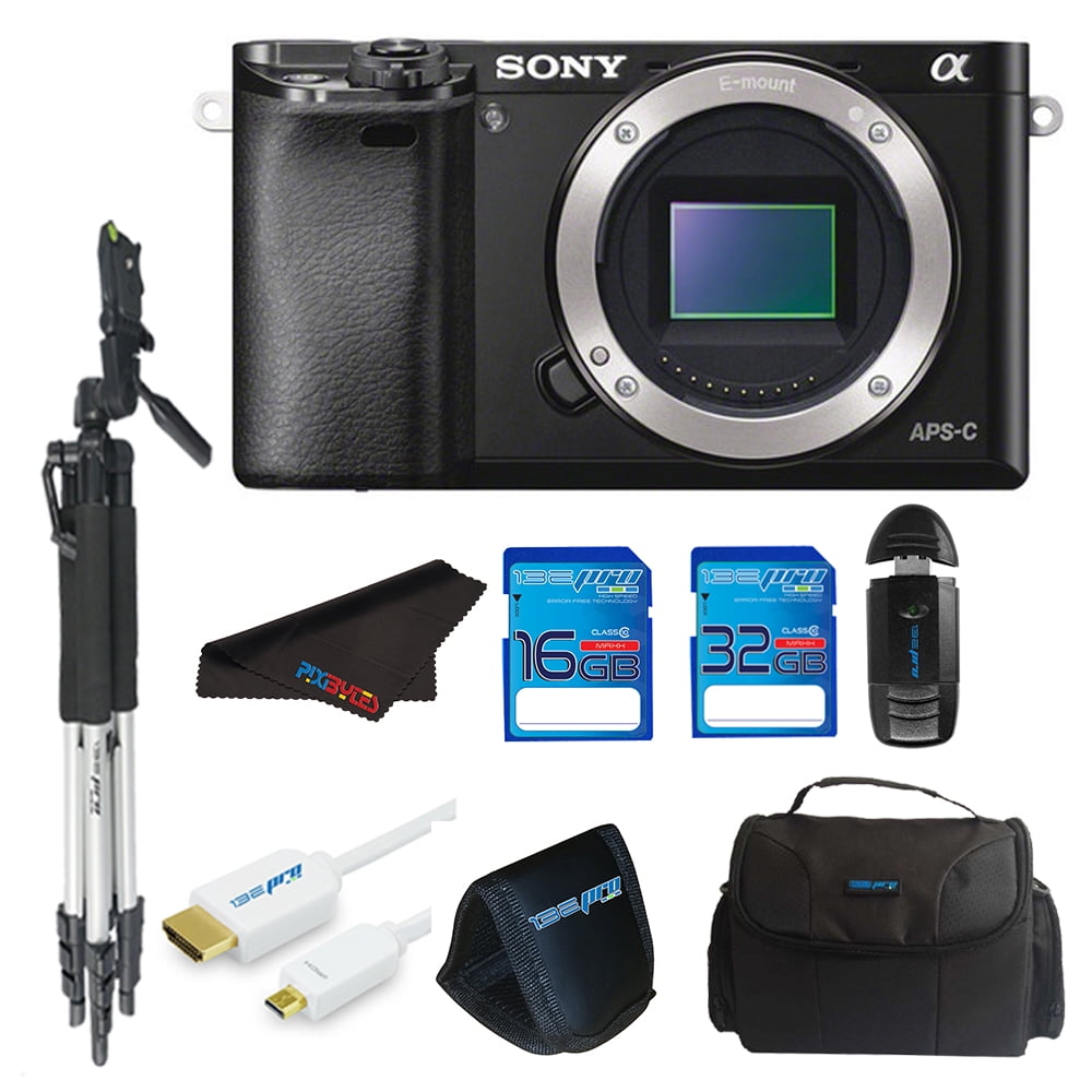 Sony Alpha a6000 Mirrorless Digital Camera Body (Black) + Pixi Basic Bundle