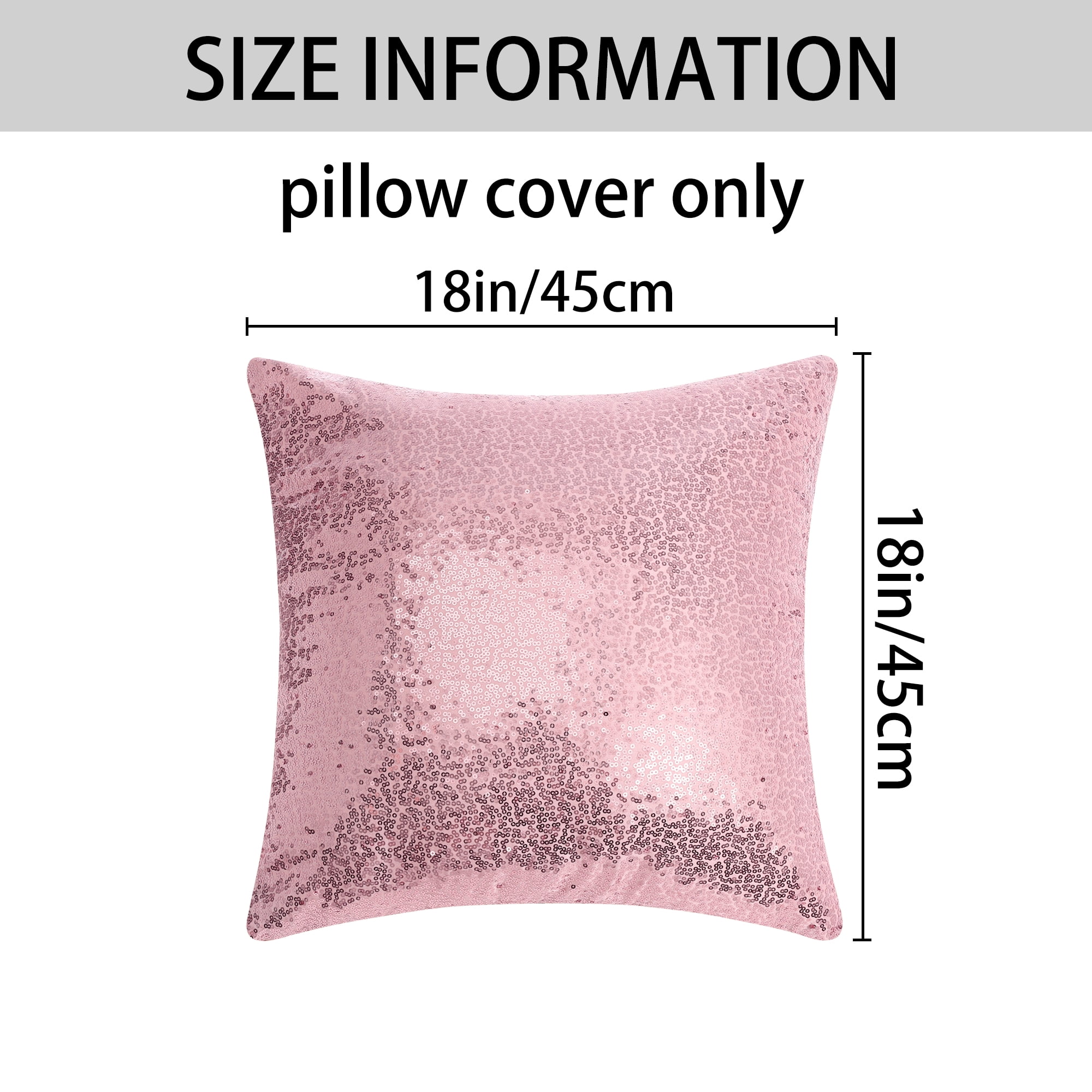 Unique Bargains Sequin Throw Pillow Covers 2 Glitter Decorative Pillow Cases Cushion Cover Pink 18" x 18"