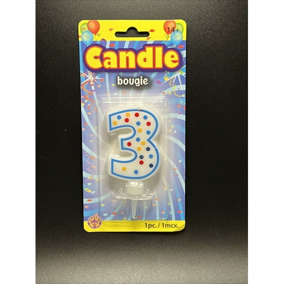 Polka Dot Number Candle “3”