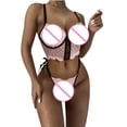 thumbnail image 4 of Conjunto de lencería sexy con lazo de encaje y tiras de bralette de color sólido para mujer Fridja nalpqowj10416, 4 of 7