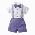 thumbnail image 2 of KPOPLK Toddler Boy Gentleman Suit Baby Boy Formal Outfit Set with Cotton Shirt Bow Tie Suspenders Shorts for Wedding Birthday Party Size 3-4 Years, 2 of 7