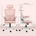 thumbnail image 3 of Vinsetto Chaise de Bureau en Maille avec Appuie-Tête Réglable, Soutien Lombaire, Rose, 3 of 10