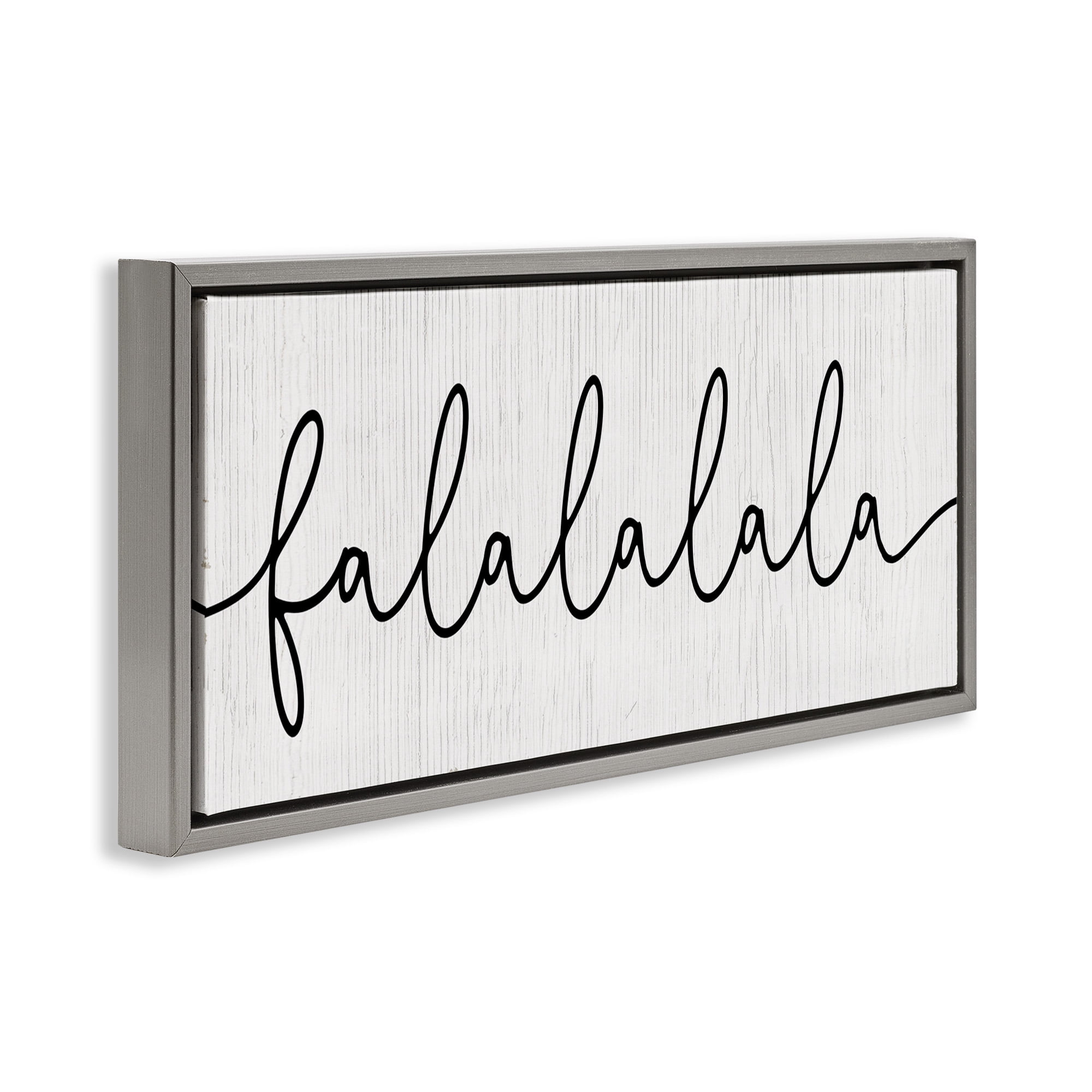 Stupell Industries Falalalala Minimal Holiday Phrase Holiday Painting Gray Floater Framed Canvas Art Print Wall Art, 31 x 14