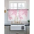 thumbnail image 2 of Pink Flowers Tier Curtains 36 Inch Length,Sheer Curtains for Bedroom Living Room,Spring Botanical Floral Branches Gradient Rod Pocket Voile Drapes Kitchen Curtains for Small Window 27.5"x36" 2 Panels, 2 of 7