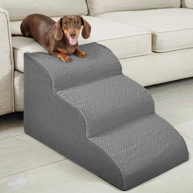 15.7 Inch Dog Stairs for Small Medium Dogs – Wide Non-Slip Pet Steps for Standard Beds & Couches, High Density Foam with Gentle Slope for Senior Pets, Machine Washable