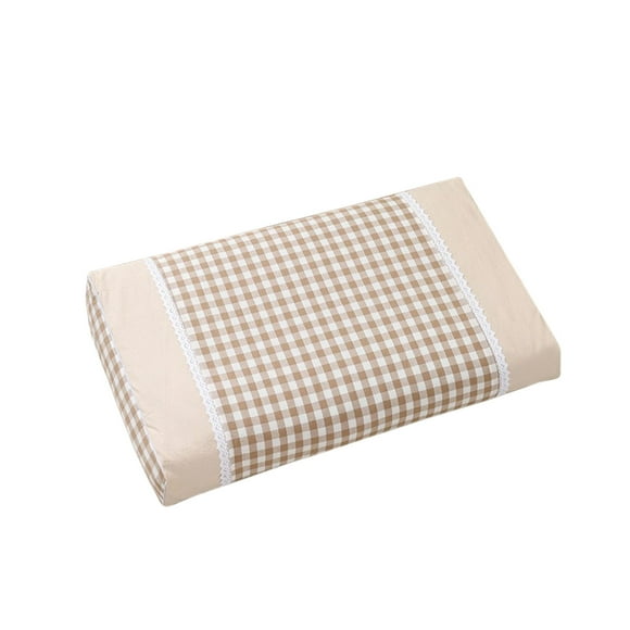 Cervical Pillow for Sleeping Whole Buckwheat Fill Adult Pillow 48 cm x 25 cm x 8 cm Beige Pink Blue Green Plaid Design