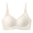 thumbnail image 3 of Xijirk Women's Ribbed Wireless Bralette Scallop Edge Soft Support Bra with Adjustable Straps,L, 3 of 3