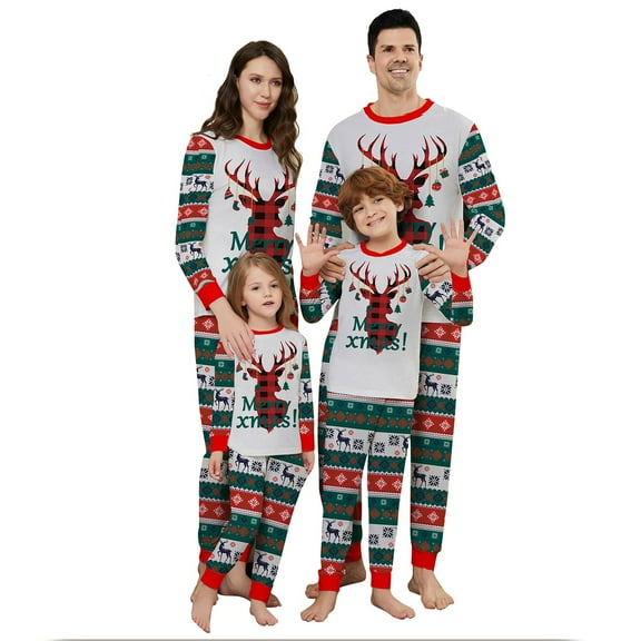 Onlypjs Matching Family Christmas Pajamas Set – Festive Plaid Reindeer "Merry Xmas" Holiday Sleepwear for Women, Men, Couples