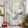 thumbnail image 3 of Christmas Balls Shower Curtain, Xmas Balls Golden Grey Waterproof Fabric Shower Curtains with 12 Hooks, Bathroom Curtain Set for Bathroom Accessories Decor, 60 x 72 Inches, 3 of 9