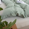 thumbnail image 5 of Move Over Green Ruffle Duvet Cover Twin Only Soft Washed Microfiber Bedding Set Ruffled Pattern No Filling, 5 of 9