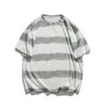 thumbnail image 2 of USNSM Oversized Striped T-Shirt Long Sleeve Crew Neck Casual Fashion Matching Breathable Comfortable Streetwear Pullover Gray XXXXL, 2 of 4