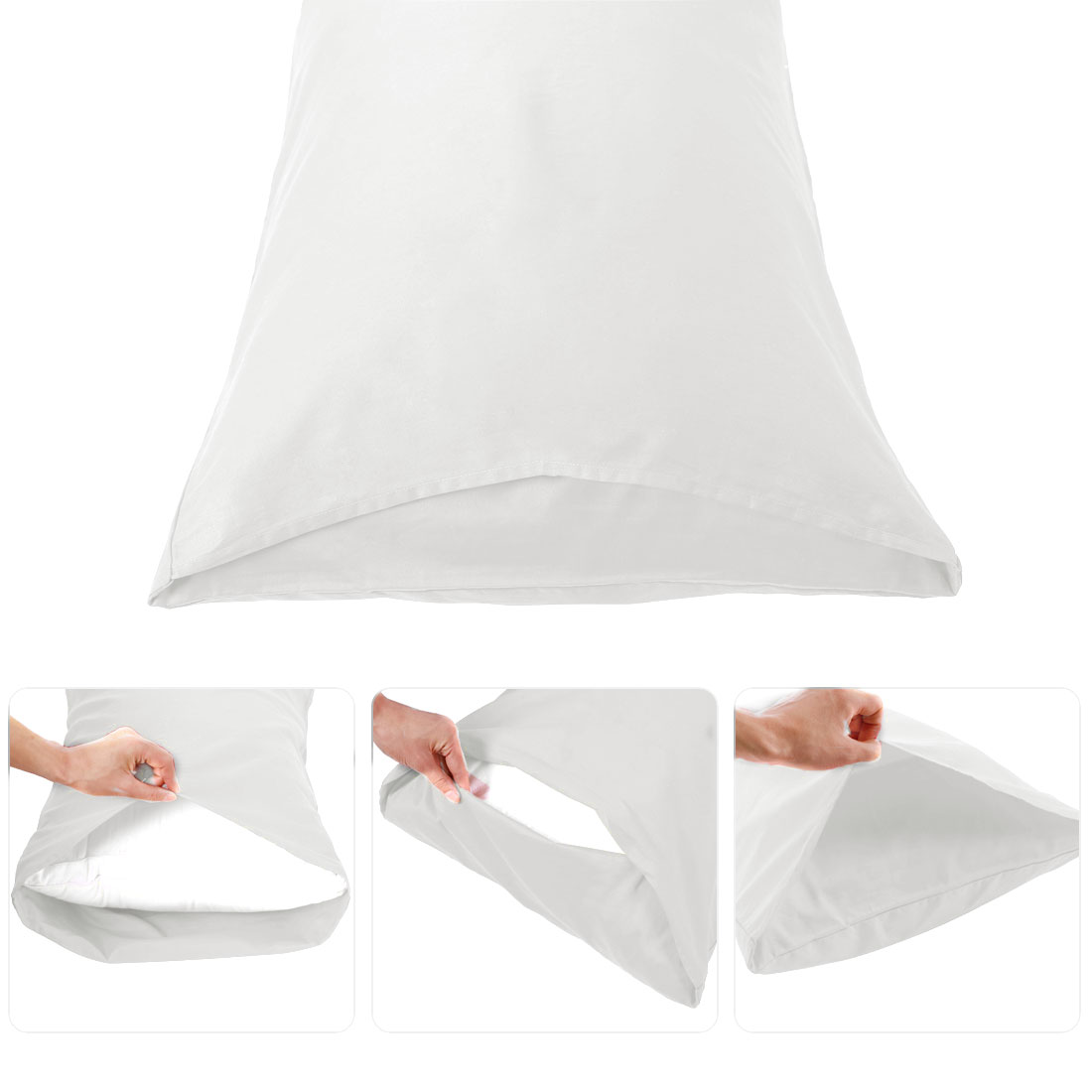 Unique Bargains 2 Pack 300TC Cotton Solid Pillowcases Silver Gray 20" x 36"