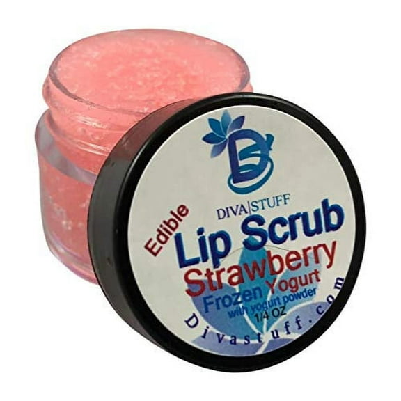Diva Stuff Ultra Hydrating Lip Scrub for Soft Lips, Gentle Exfoliation, Moisturizer & Conditioner, Strawberry Frozen Yogurt – ¼ oz (Made in the USA)