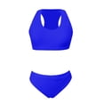 thumbnail image 4 of Women's High Waisted Bikini Sets Sporty Two Piece Swimsuits Scoop Neck Cheeky High Cut Bathing Suits Royal Blue L, 4 of 5
