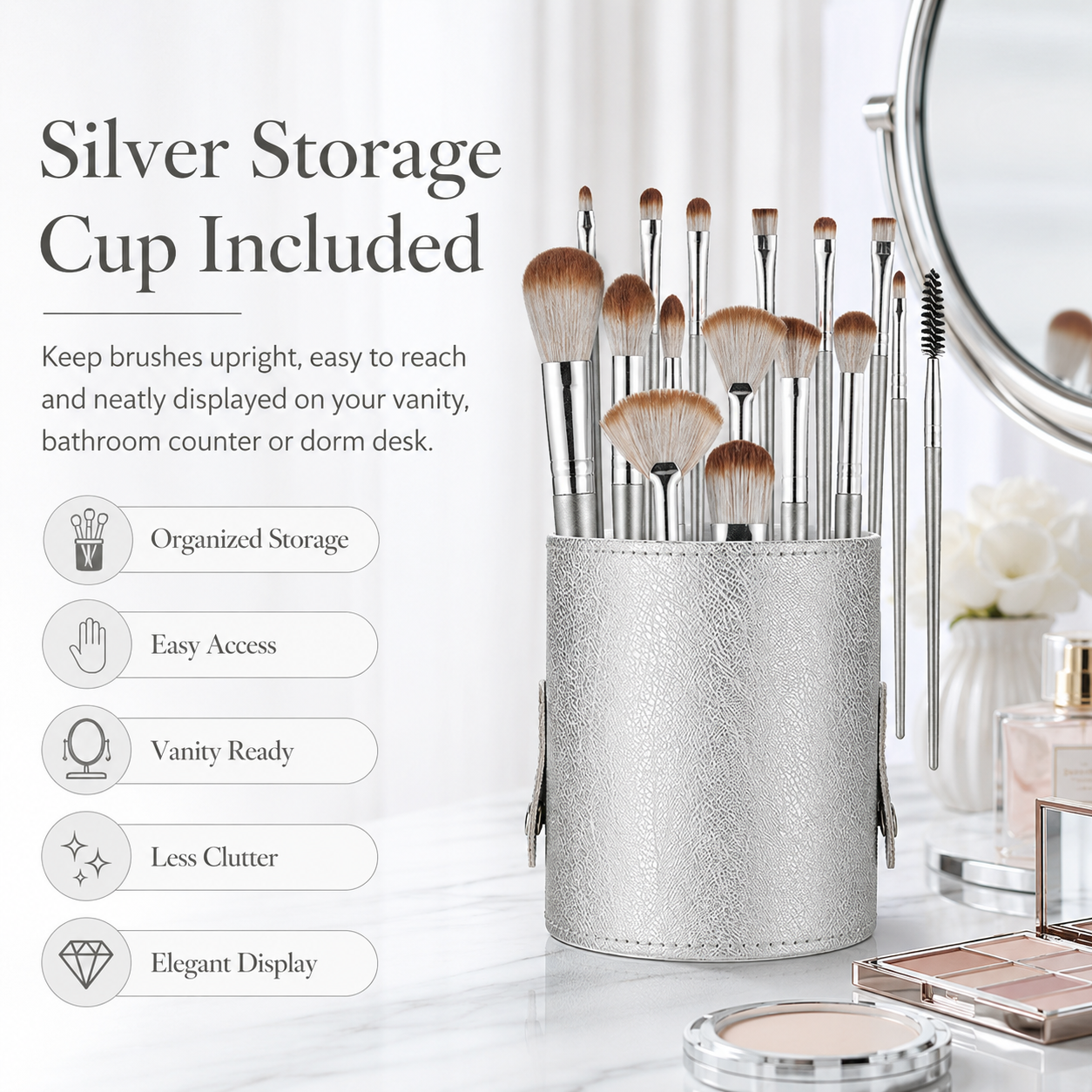 Niuta 14-Piece Professional Makeup Brush Set with Storage Cup photo 5