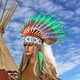 thumbnail image 4 of Diadema india para la cabeza, tocado de plumas indias para fiestas, carnavales y espectáculos. Blanco Verde, 4 of 6