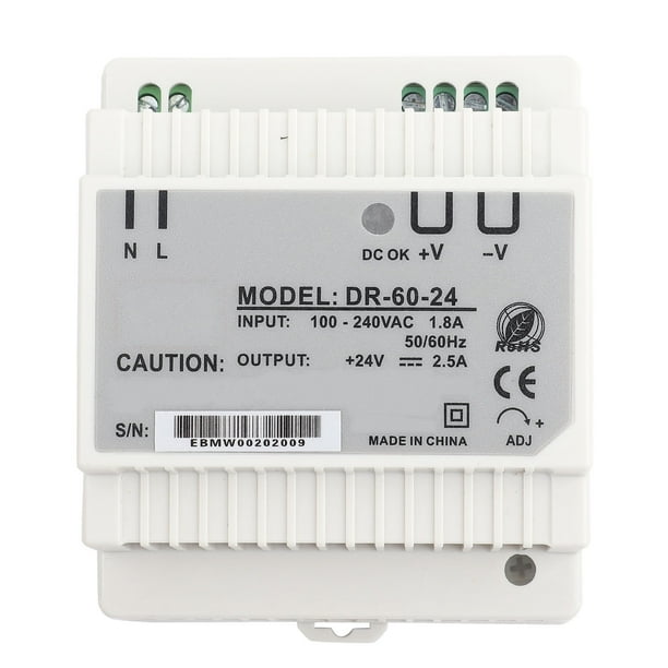 Fuente de alimentación conmutada de riel Din, DR-60-24 Fuente de alimentación conmutada de salida única de 60 W Fuente de alimentación de montaje en riel La mejor de su clase NikouMX herramienta
