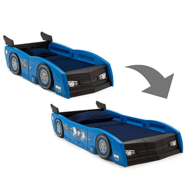 Delta Children Grand Prix Lit Voiture de Course pour Tout-Petit et Lit Simple - Bleu