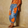 thumbnail image 5 of Karymi Jeans for Women High Waist Floral Print, Large Flower Pattern Loose Wide Leg Denim Trousers with Side Pockets, 5 of 8
